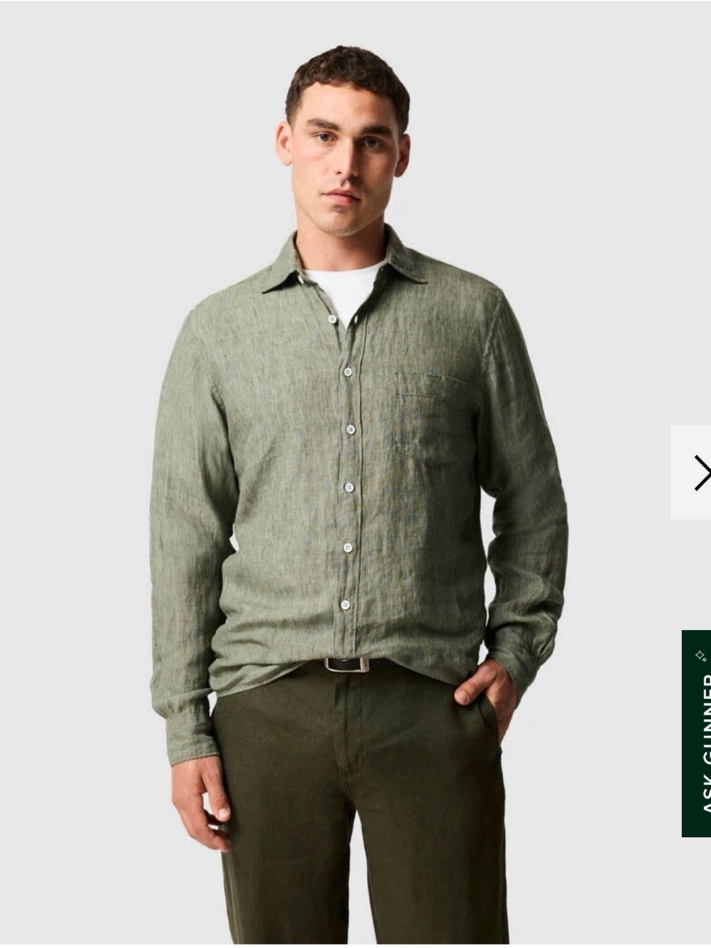 Rodd & Gunn Men’s XL Sage Green 100% Linen Sports Fit Button-Down Shirt